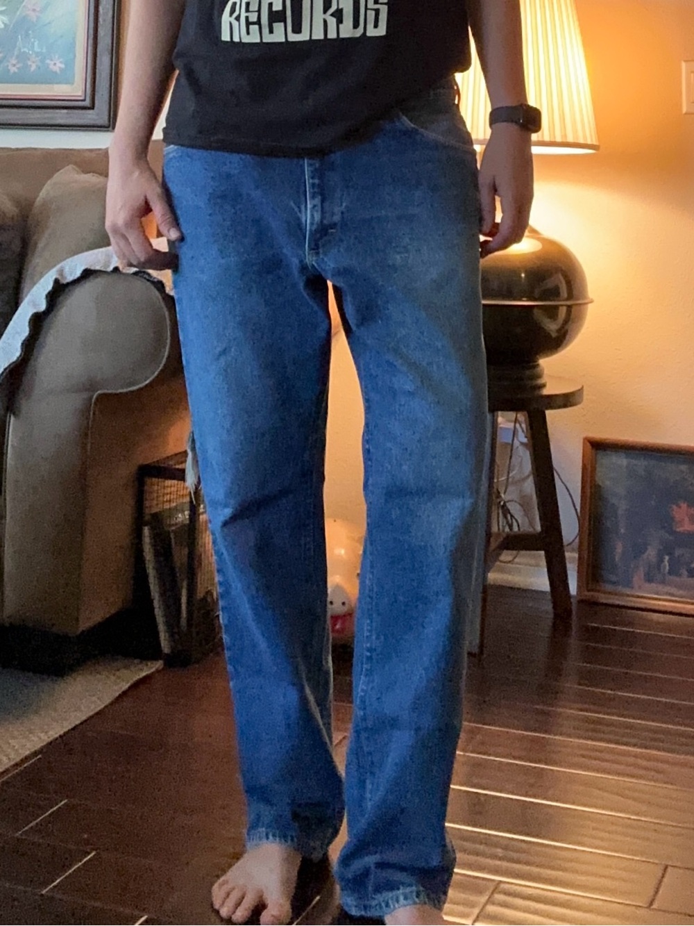 Vintage Lee Jeans 36x31 Faded Distressed Denim Lace-Up Waist Alteration